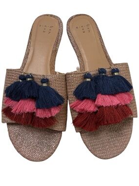 Tassel Slide Sandals Colorful Boho Mules Slides size 8